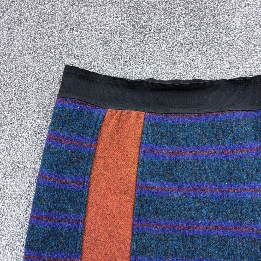 baabaazuzu Pencil Skirt Women's Small Wool Striped Orange Blue Elastic Waist - Picture 2 of 6